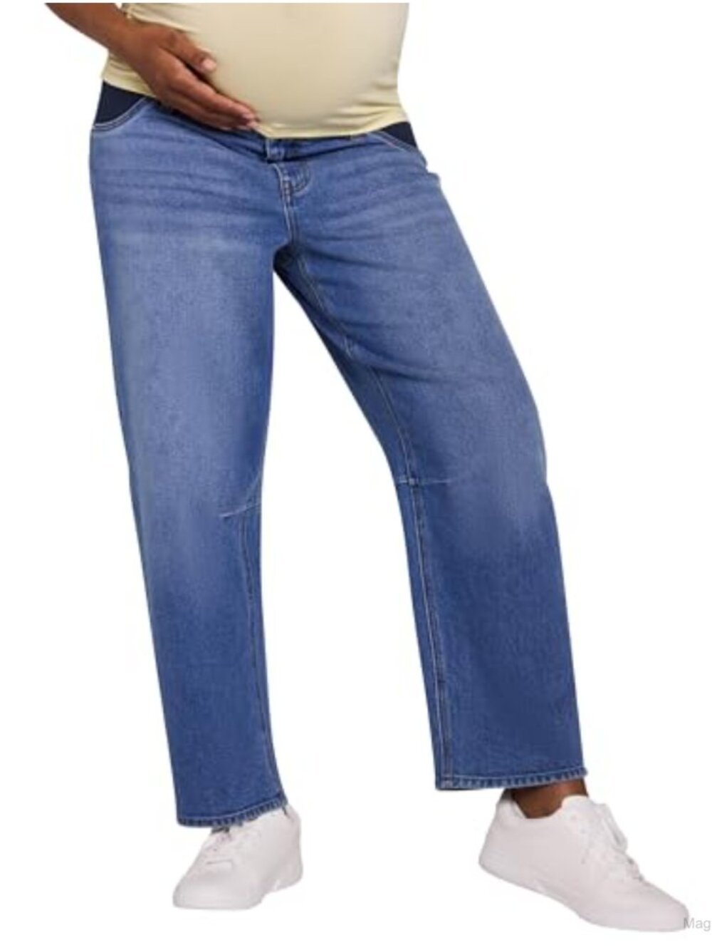 Motherhood Maternity Under Belly Barrel Leg Pregnancy Jeans 27" Inseam